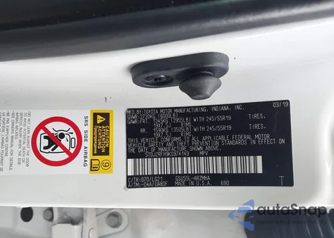 2019 Toyota Highlander Se из США, поврежденный, VIN 5TDJZRFH9KS974149